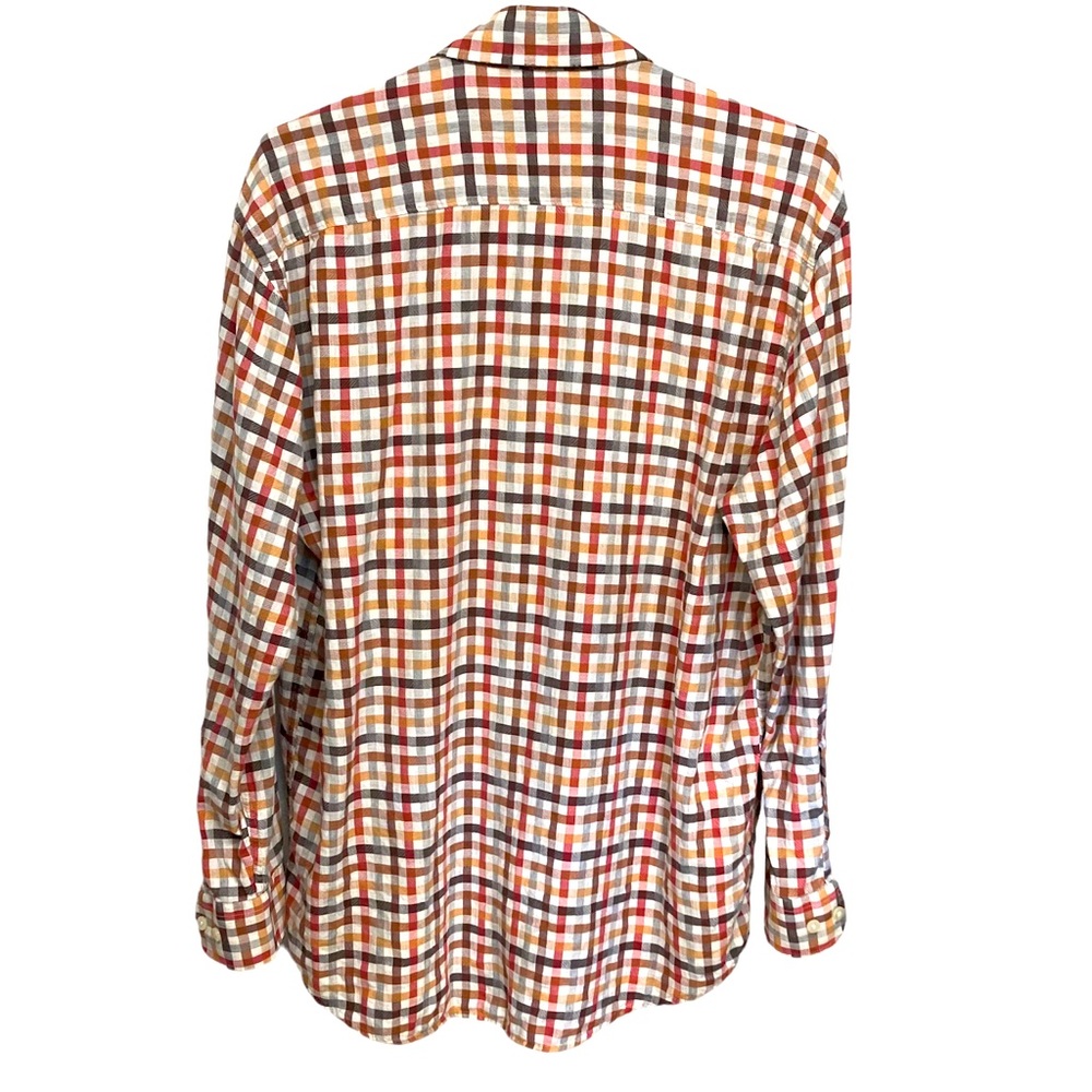 Alan Flusser Shirt Size M Brown, Gold, And Rust Plaid - Picture 2 of 8